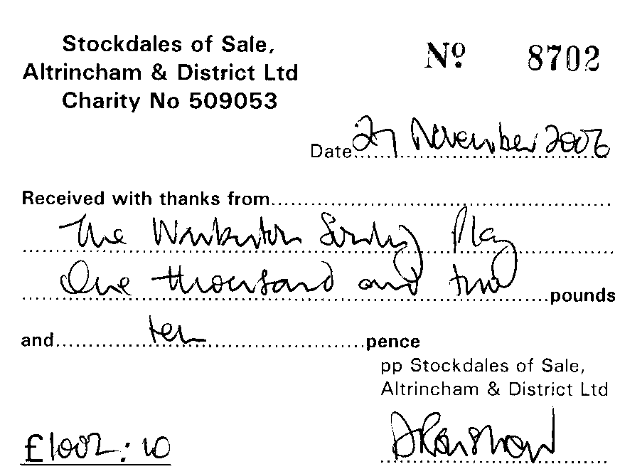 Stockdale's Receipt 2006