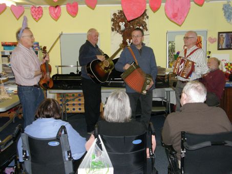 Preparing to play a tune to the residants of Cotebrook. (Photo Trevor Johnson)
