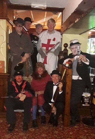 The Gang in the Saracen's Head after the first performance