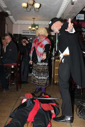 The Old Woman asking for her 'son' to be cured in the Market Tavern in Altrincham.