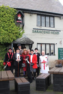 The Gang outside the Saracen's Head prior to going to perform at the Church. (Photo: L. Armstrong/M. Seyler)