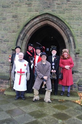 The Gang outside the Church ready to perform at the Autumn Fair. (Photo: L. Armstrong/M. Seyler)